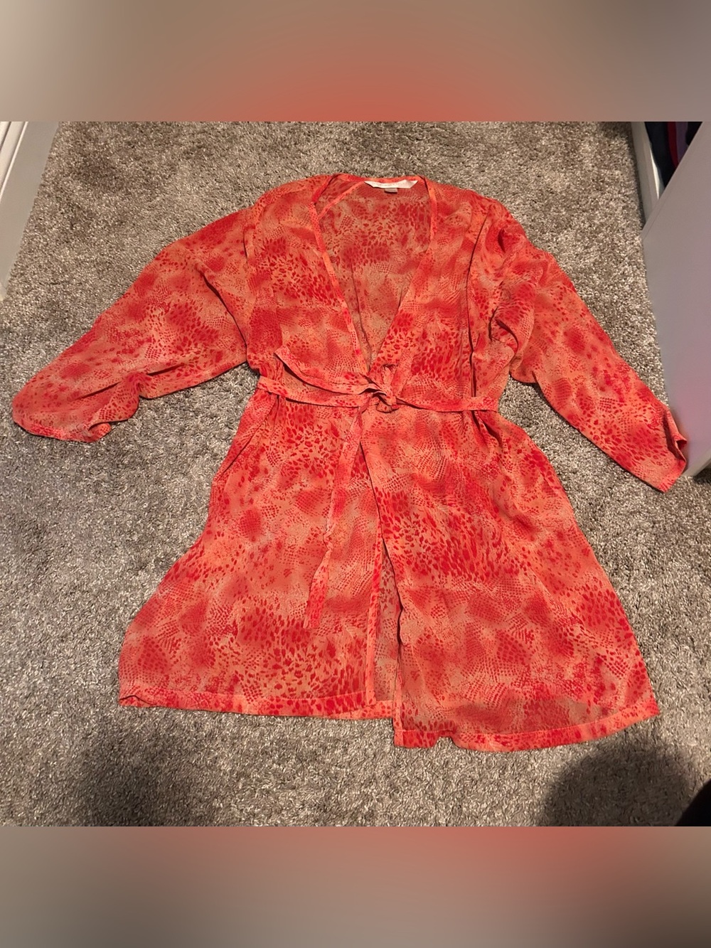Victoria's Secret Coral and Peach Printed Robe